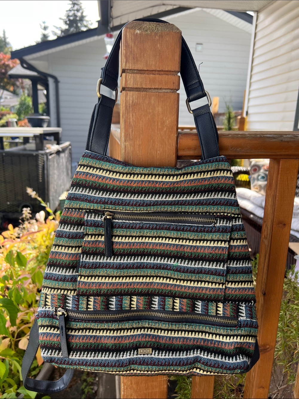 Multicolor Woven Stripe Backpack - Women